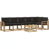 vidaXL Buiten bank set 7 st Wit en zwart