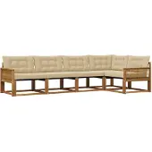 vidaXL Buiten bank set 5 st Natuurlijk en Beige