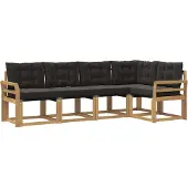vidaXL Buiten bank set 5 st Massief Acaciahout en Textilene