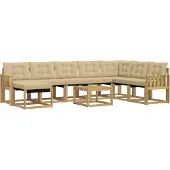 vidaXL Buiten bank set 9 st Wit en Beige
