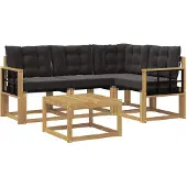 vidaXL Buiten bank set 5 st Wit en zwart