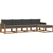 vidaXL Buiten bank set met kussen 5 pcs Natuurlijk en Antraciet