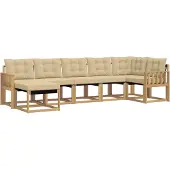 vidaXL Buiten bank set 7 st Wit en Beige