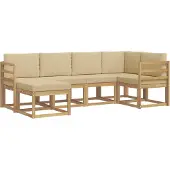 vidaXL Buiten bank set 6 st Wit en Beige Polyester