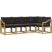 vidaXL Buiten bank set 5 st Wit en zwart