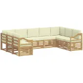 vidaXL Buiten bank set 9 st Wit en crèmekleurig Polyester
