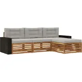 vidaXL Buiten bank set 4 st Naturel en lichtgrijs Polyester