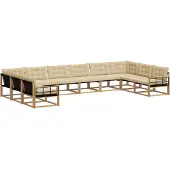 vidaXL Buiten bank set 10 st Wit en Beige