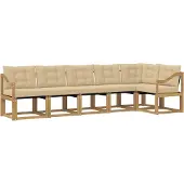 vidaXL Buiten bank set 6 st Wit en Beige