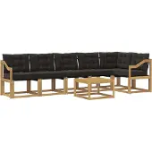 vidaXL Buiten bank set met kussen 7 pcs Wit en zwart