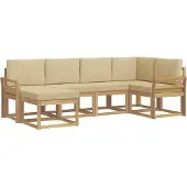 vidaXL Buiten bank set 6 st Wit en Beige Polyester