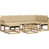 vidaXL Buiten bank set 7 st Wit en Beige