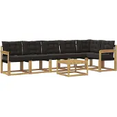 vidaXL Buiten bank set 7 st Wit en zwart