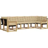 vidaXL Buiten bank set 7 st Wit en Beige