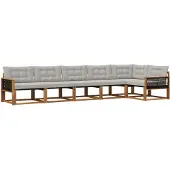 vidaXL Buiten bank set 6 st Naturel en lichtgrijs