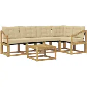 vidaXL Buiten bank set 6 st Wit en Beige