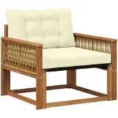 vidaXL Buiten bank set Massief Acaciahout en Textilene Naturel