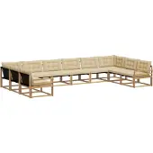 vidaXL Buiten bank set met kussen 10 pcs Wit en Beige