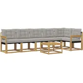 vidaXL Buiten bank set 7 st Wit en Lichtgrijs