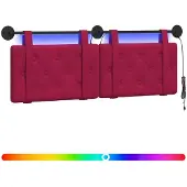 vidaXL Hangend hoofdbord Met LED-verlichting Wijnrood Fluweel