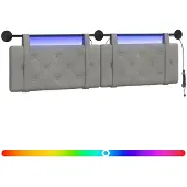 vidaXL Hangend hoofdbord Met LED-verlichting Lichtgrijs Fluweel