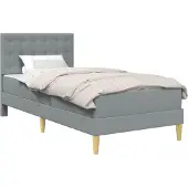 vidaXL Bedframe met matras met hoofdeinde Lichtgrijs 90 x 190 cm Stof