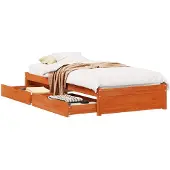 vidaXL Bedframe met lade met opslag Wasbruin Massief vurenhout