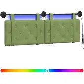 vidaXL Hangend hoofdbord Met LED-verlichting Lichtgroen Fluweel