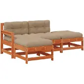 vidaXL Tuin loungeset, 4-delig, donkerbruin, massief grenenhout
