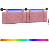 vidaXL Hangend hoofdbord Met LED-verlichting Roze Fluweel