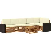 vidaXL Buiten bank set 7 st Natuurlijk en Crème Polyester