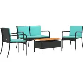 vidaXL Tuinset Zwart poly rattan