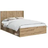 vidaXL Bedframe met opbergruimte en hoofdbord 2 st Bewerkt hout
