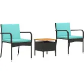 vidaXL Tuinset Zwart poly rattan