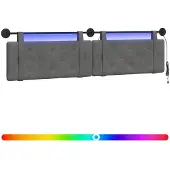 vidaXL Hangend hoofdbord Met LED-verlichting Donkergrijs Fluweel