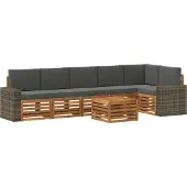 vidaXL Buiten bank set 7 st Natuurlijk en Antraciet Polyester