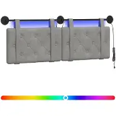 vidaXL Hangend hoofdbord Met LED-verlichting Lichtgrijs Fluweel