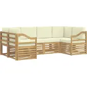 vidaXL Buiten bank set 6 st Wit en crèmekleurig Polyester
