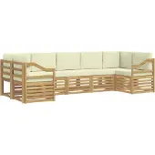 vidaXL Buiten bank set 7 st Wit en crèmekleurig Polyester