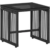 vidaXL Tuinmeubels set, 7 stuks, zwart en turquoise, polyrotan