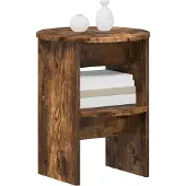 vidaXL Bijzetkast 2 pcs Gerookte Eik Ø40 x 50 cm Geconstrueerd hout