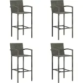 Syfax Barkrukken 4 st poly rattan grijs