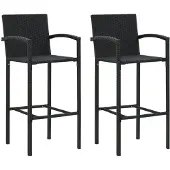 Syfax Barkrukken 2 st poly rattan zwart