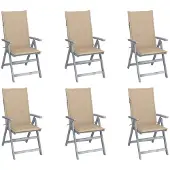 Syfax Tuinstoelen 6 st verstelbaar met kussens massief acaciahout