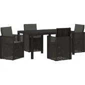 vidaXL Tuin Eettafel Set met kussen 5 pcs Antracietkleurig PP