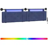 vidaXL Hangend hoofdbord Met LED-verlichting Politieblauw Fluweel