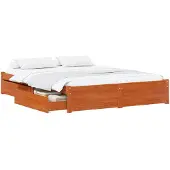 vidaXL Bedframe met lade met wiel met opslag 2 st Massief vurenhout