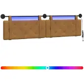 vidaXL Hangend hoofdbord Met LED-verlichting Bruin Fluweel