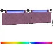 vidaXL Hangend hoofdbord Met LED-verlichting Paars Fluweel