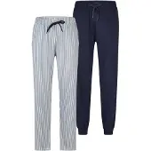 Phil&Co. Pyjamabroek ' Classics ' donkerblauw / lichtgrijs / wit